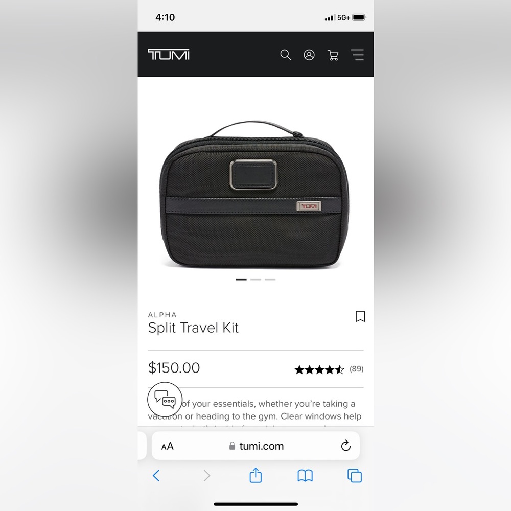 Tumi split travel kit